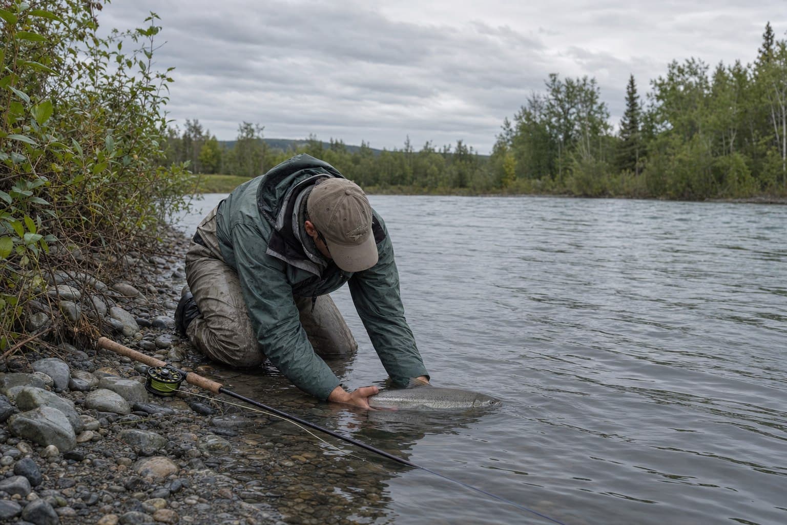 Fishing on an Alaska river in the Mat-Su Valley